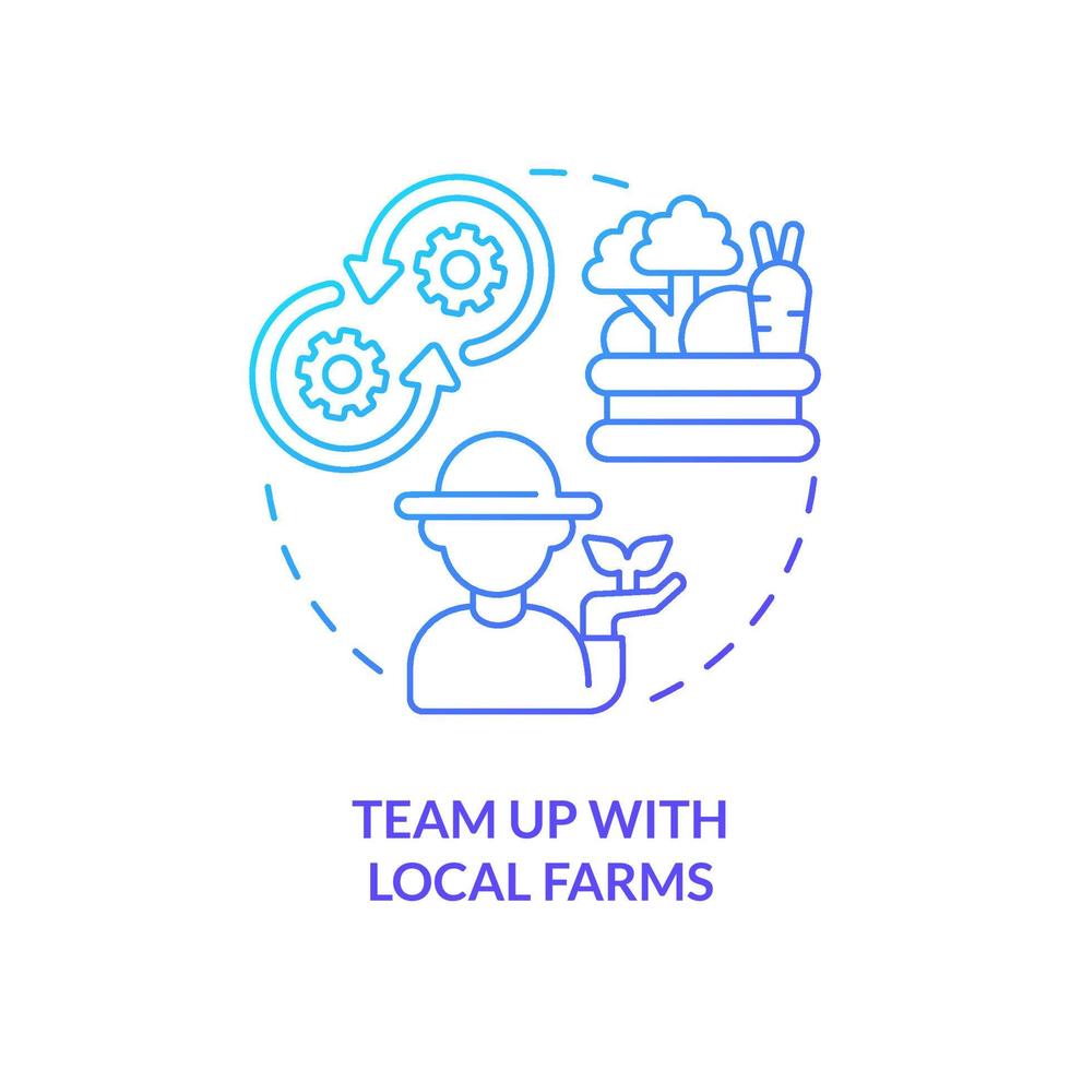 Team up with local farms blue gradient concept icon. Unique restaurant business abstract idea thin line illustration. Partnership with farmers. Isolated outline drawing vector