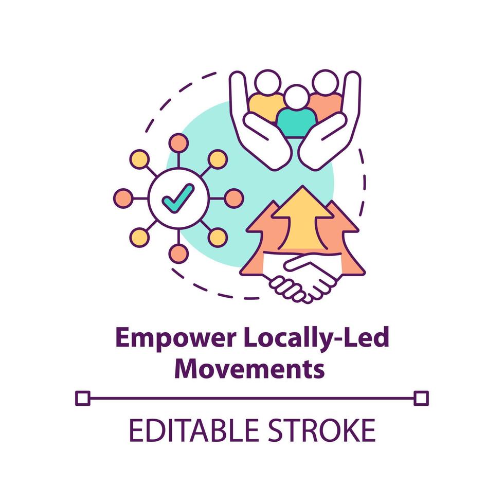 Empower locally led movements concept icon. LGBT movement. State support abstract idea thin line illustration. Isolated outline drawing. Editable stroke vector