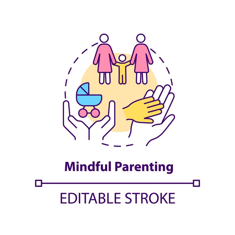 Mindful parenting concept icon. Motivated decision. Benefit of same-sex parenting abstract idea thin line illustration. Isolated outline drawing. Editable stroke vector