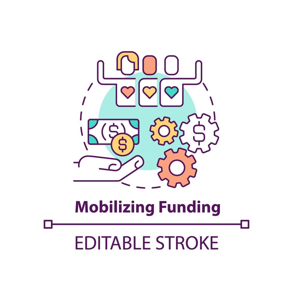 Mobilizing funding concept icon. Financing LGBT community. State support abstract idea thin line illustration. Isolated outline drawing. Editable stroke vector