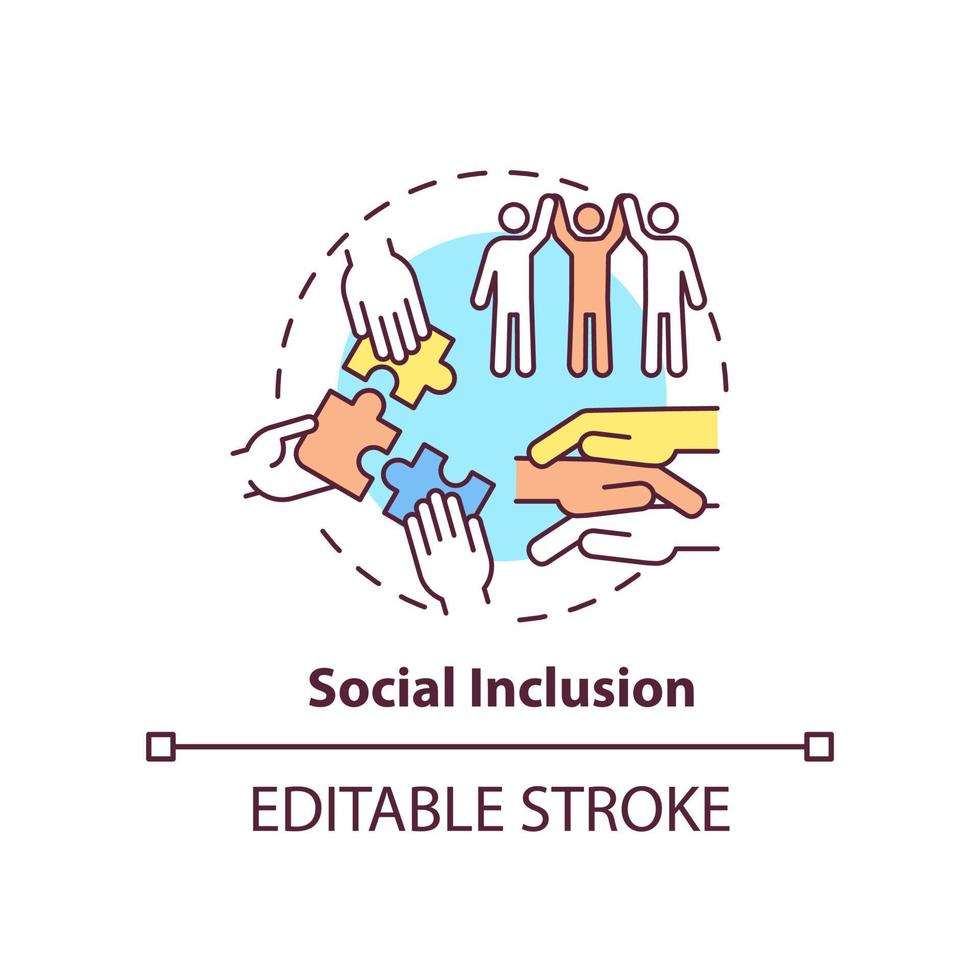 Social inclusion concept icon. Equal opportunities in society. LGBT program abstract idea thin line illustration. Isolated outline drawing. Editable stroke vector