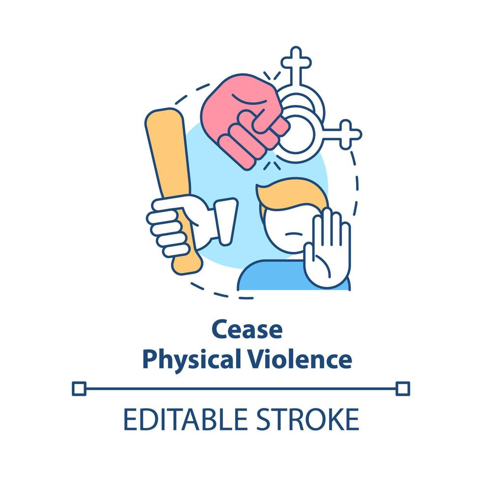 Cease physical violence concept icon. Stop abuse. Dealing with lgbt issue abstract idea thin line illustration. Isolated outline drawing. Editable stroke vector