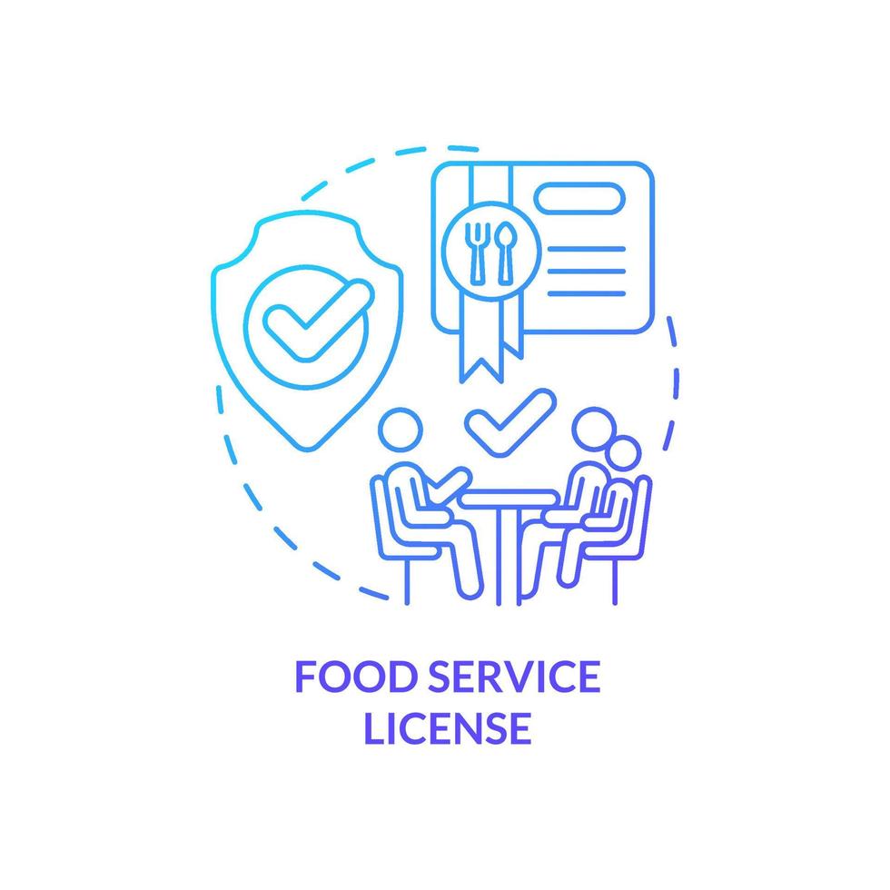 Food service license blue gradient concept icon. Restaurant licensing abstract idea thin line illustration. Accessible take-out and delivery. Isolated outline drawing vector