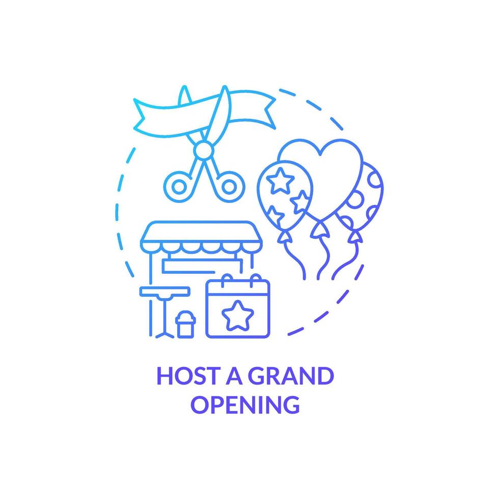 Host grand opening blue gradient concept icon. Effective restaurant advertisement abstract idea thin line illustration. Announcement. Isolated outline drawing vector