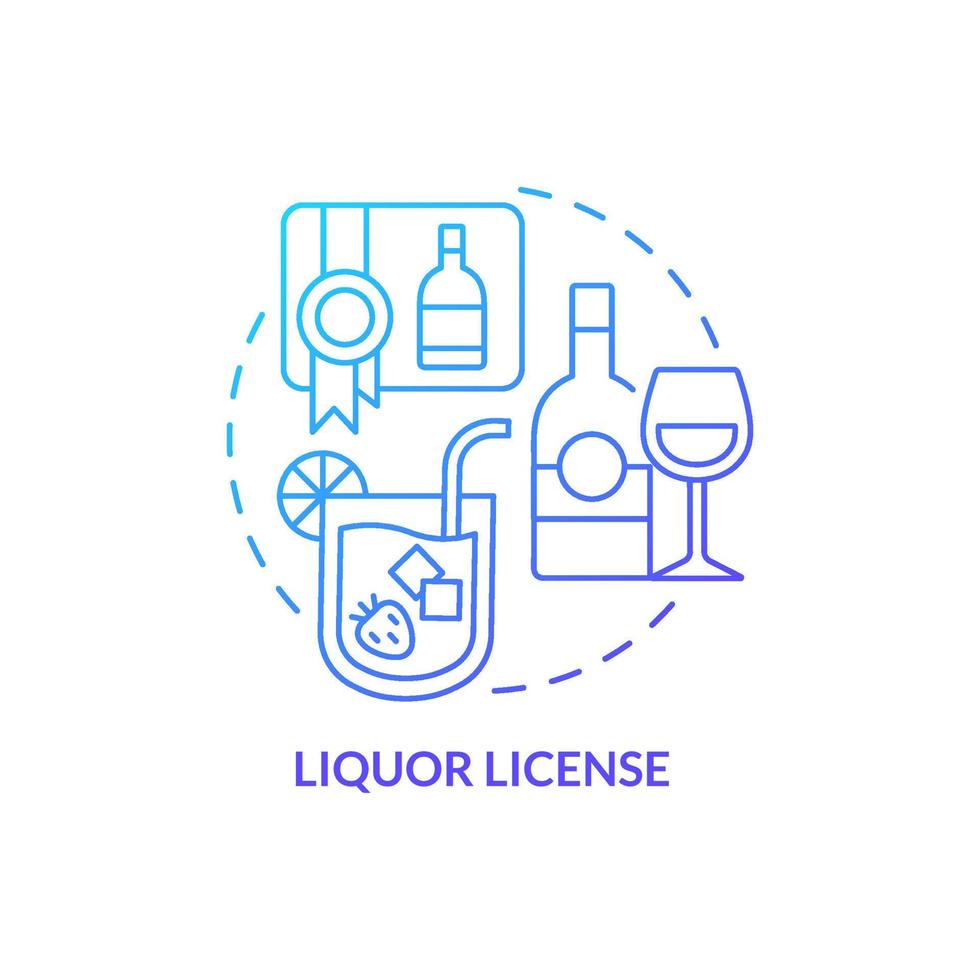 Liquor license blue gradient concept icon. Permit to serve alcohol abstract idea thin line illustration. Alcoholic beverages consumption. Isolated outline drawing vector