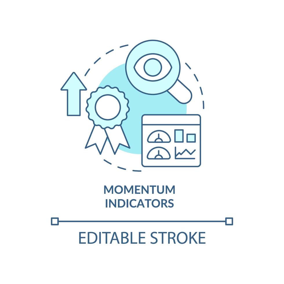 Momentum indicators turquoise concept icon. Technical analytics. Trend trading abstract idea thin line illustration. Isolated outline drawing. Editable stroke vector