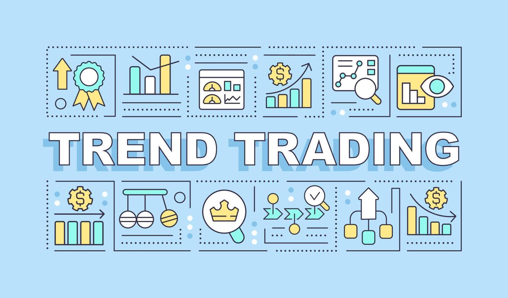 Trend trading word concepts blue banner. Stock market. Infographics with editable icons on color background. Isolated typography. Vector illustration with text