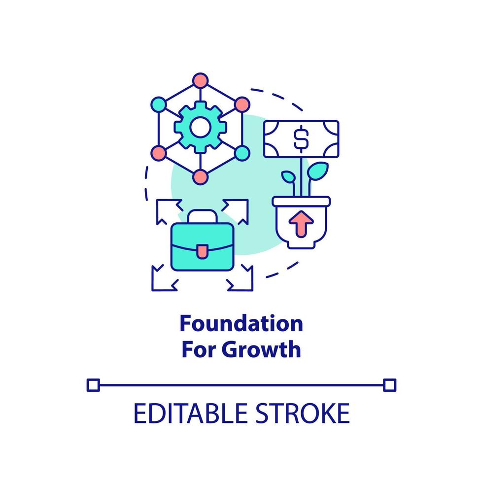 Foundation for growth concept icon. Startup needs consulting service abstract idea thin line illustration. Expand business. Isolated outline drawing. Editable stroke vector
