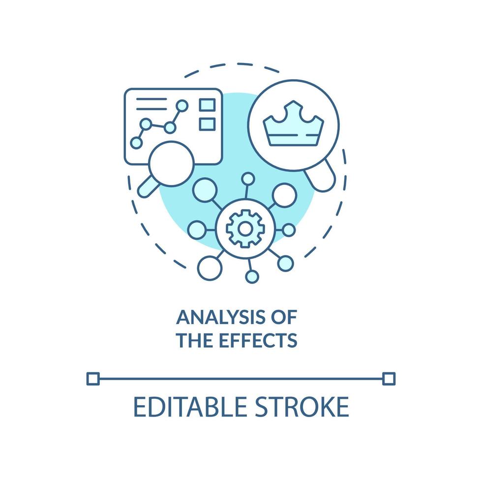 Analysis of effects turquoise concept icon. Impact forecast. Trends management abstract idea thin line illustration. Isolated outline drawing. Editable stroke vector