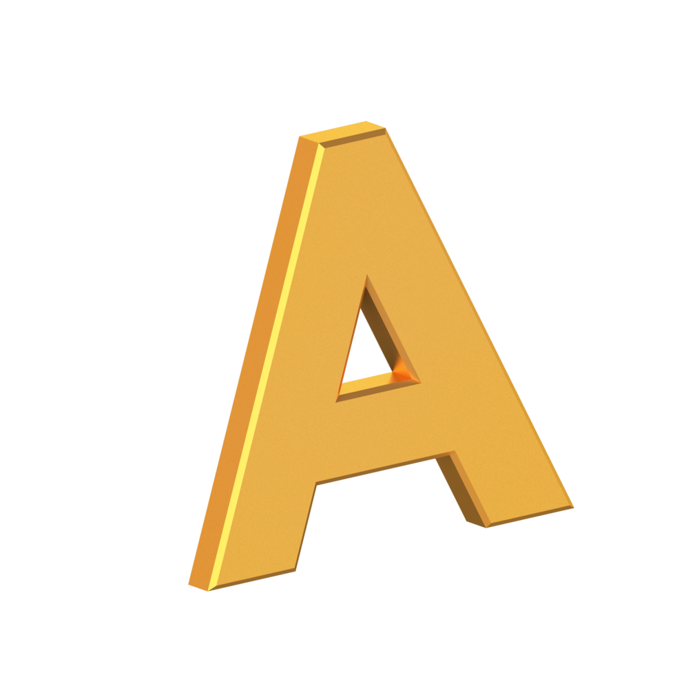 A 3D Letter Isolated with Transparent Background, Gold Texture, 3D Rendering png