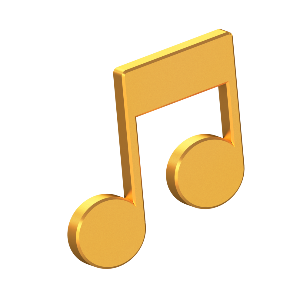 icono de nota musical 3d aislado con fondo transparente, textura dorada, renderizado 3d png