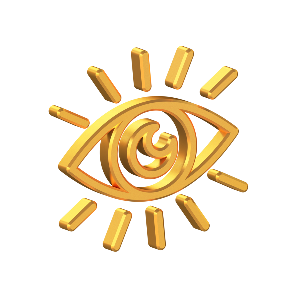 Our Vision 3D Icon Isolated with Transparent Background, Gold Texture, 3D Rendering png