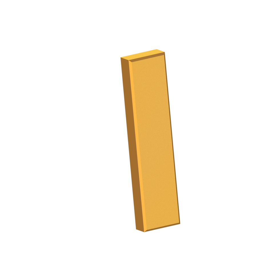 i letra 3d aislada con fondo transparente, textura dorada, representación 3d png