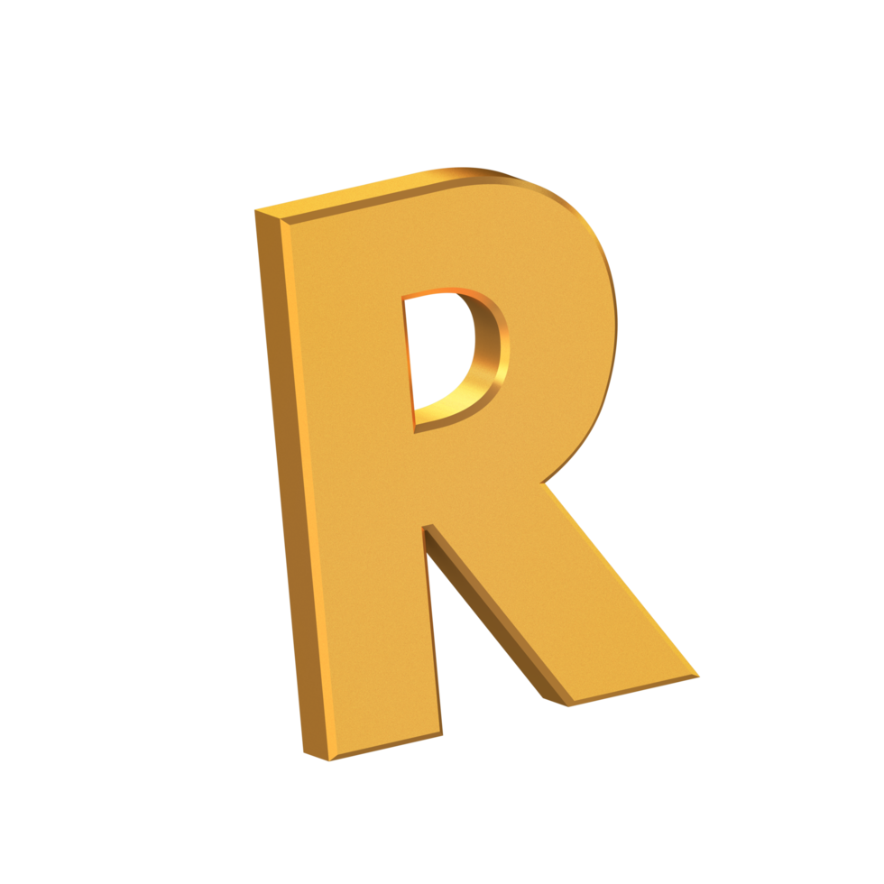 R 3D Letter Isolated with Transparent Background, Gold Texture, 3D Rendering png