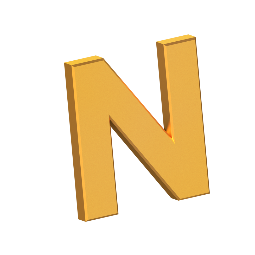 N 3D Letter Isolated with Transparent Background, Gold Texture, 3D Rendering png