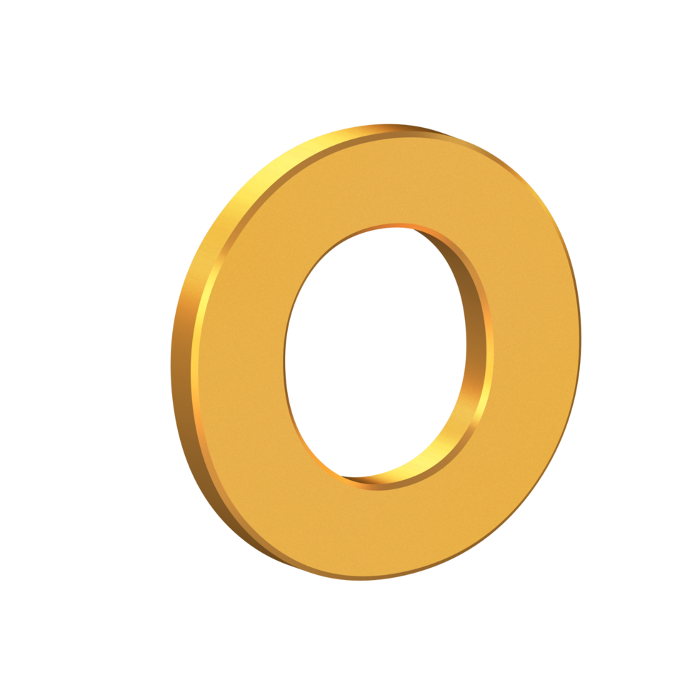 O 3D Letter Isolated with Transparent Background, Gold Texture, 3D Rendering png