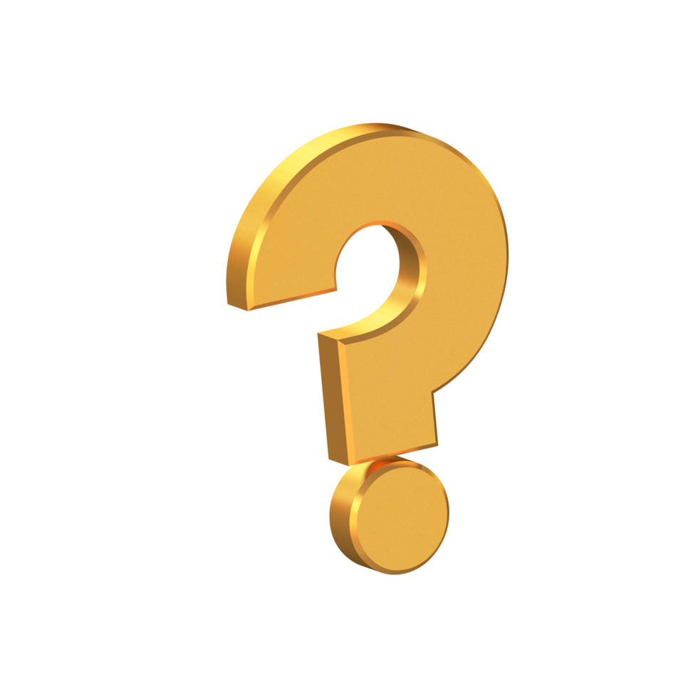 Question Mark Icon Isolated with Transparent Background, Gold Texture, 3D Rendering png