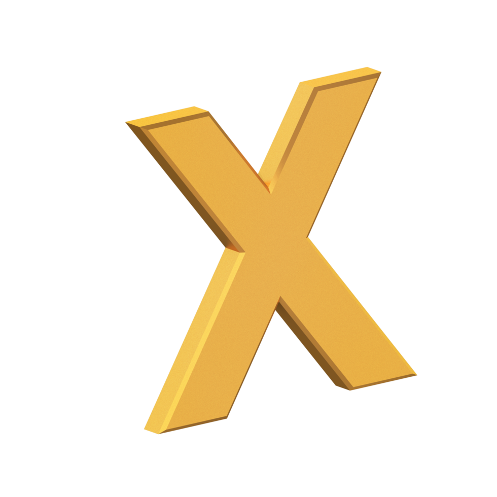 X 3D Letter Isolated with Transparent Background, Gold Texture, 3D Rendering png