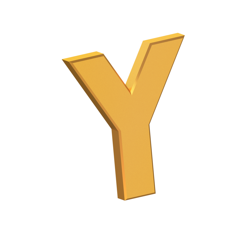 Y 3D Letter Isolated with Transparent Background, Gold Texture, 3D Rendering png