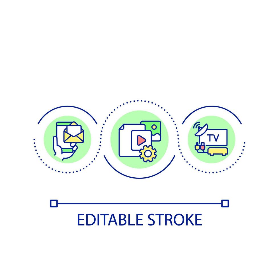 Increase brand popularity loop concept icon. Social media promo. Digital first strategy abstract idea thin line illustration. Isolated outline drawing. Editable stroke vector