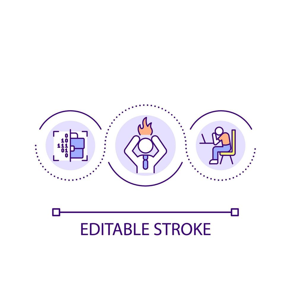 Stressful transformation loop concept icon. Difficult for employees. Digital marketing abstract idea thin line illustration. Isolated outline drawing. Editable stroke vector