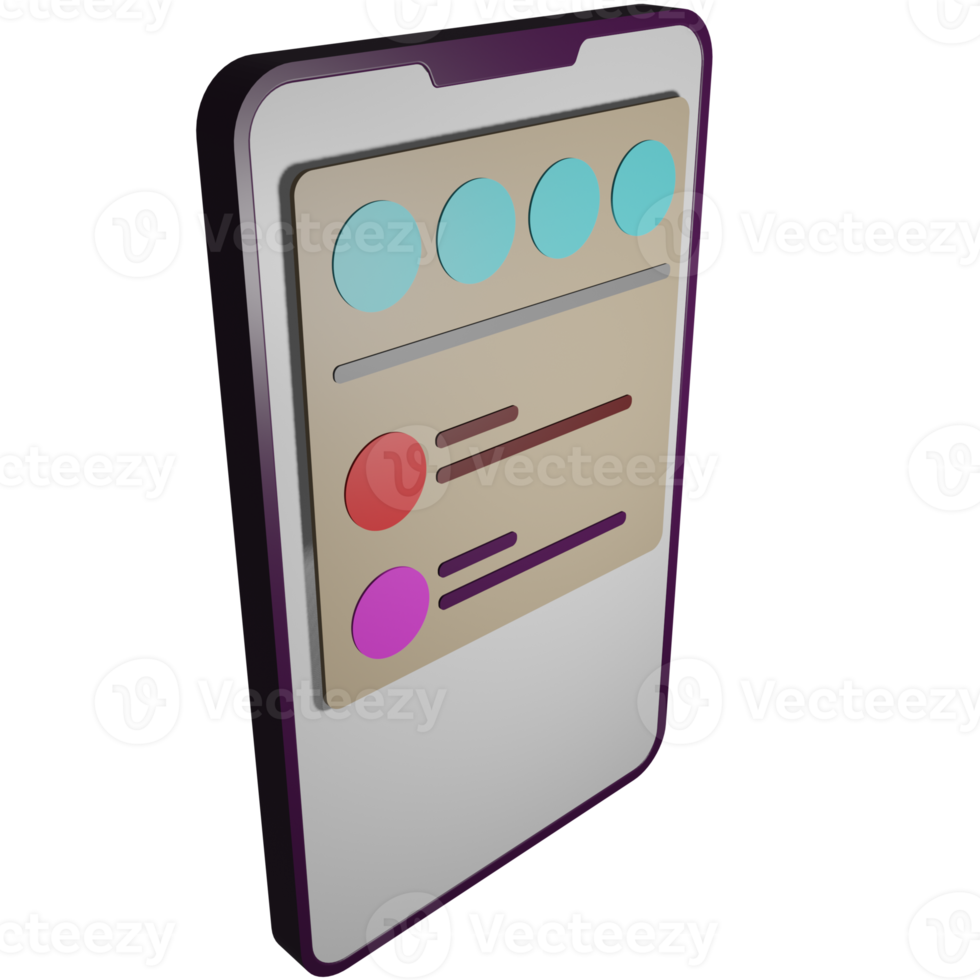 notification on smartphone with 3d design png