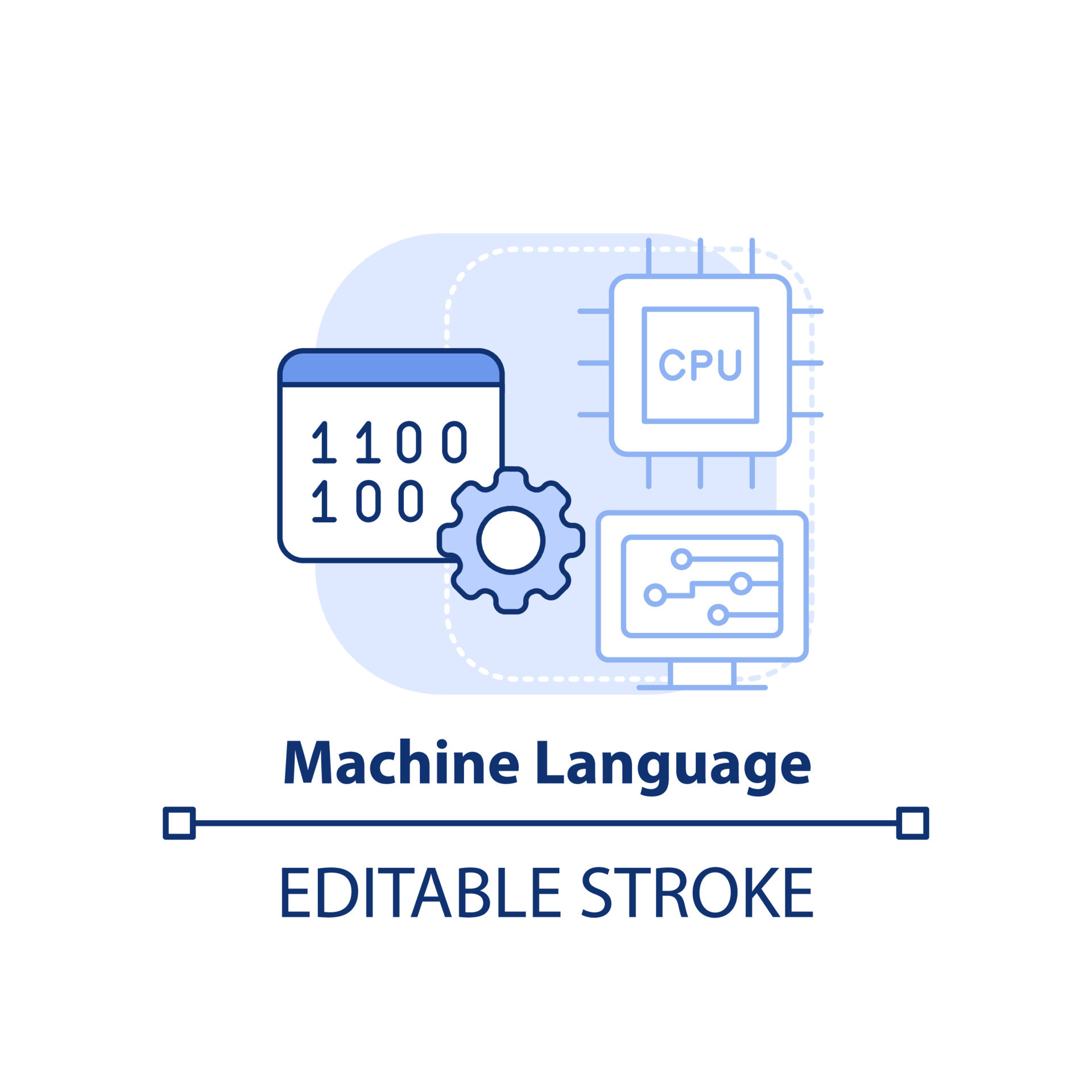 Machine language light blue concept icon. Object code. Type of computer ...
