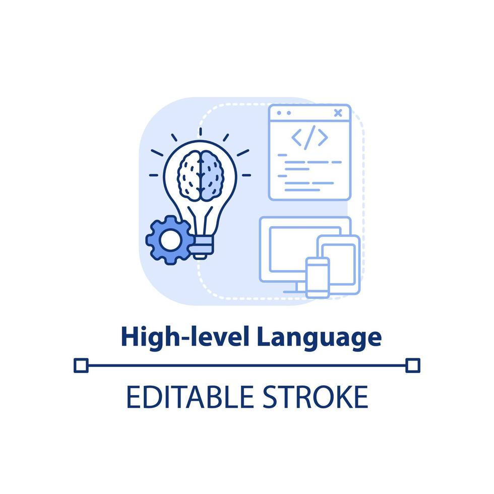 High level language light blue concept icon. Type of computer language abstract idea thin line illustration. Isolated outline drawing. Editable stroke vector