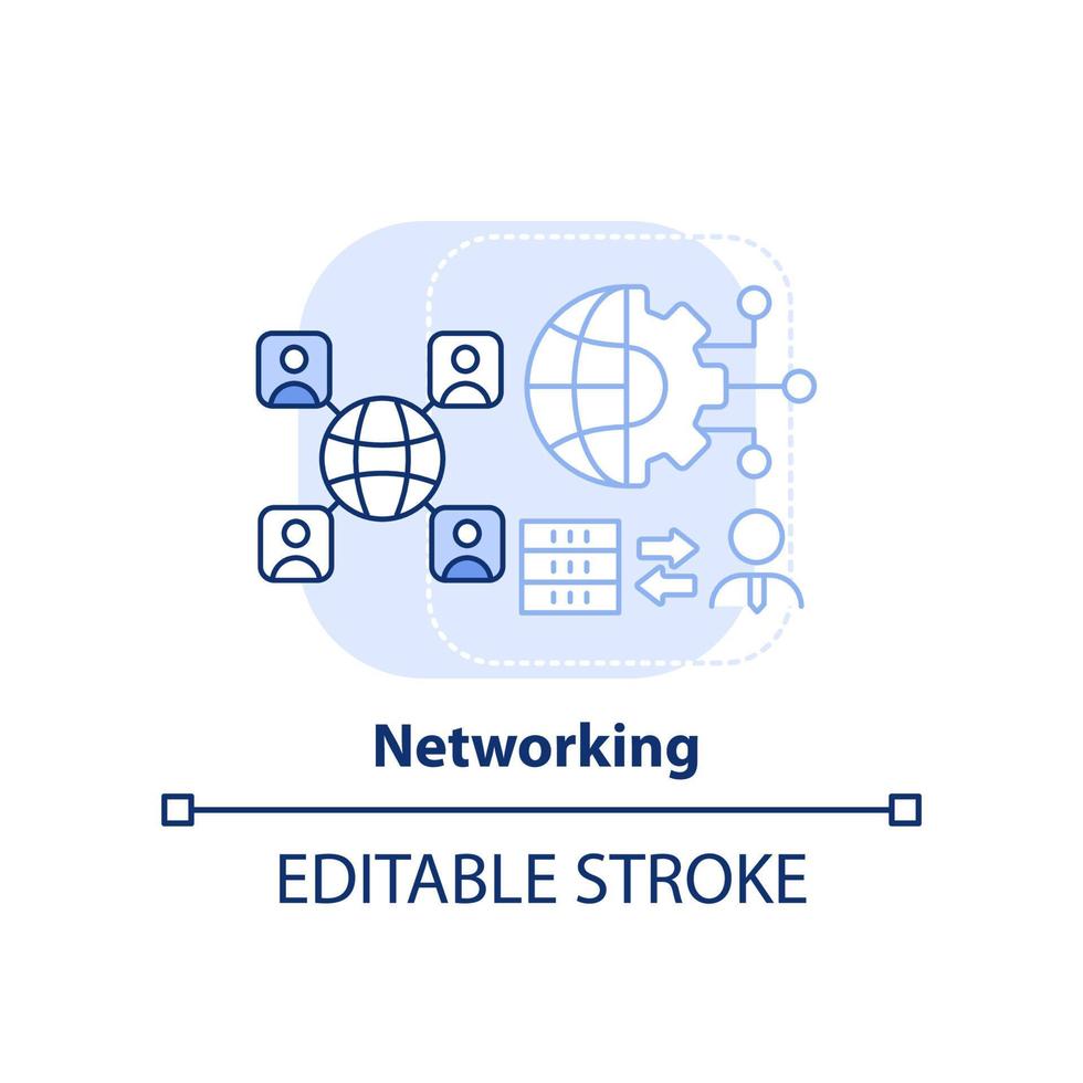 Networking light blue concept icon. Client server network. Programming skills abstract idea thin line illustration. Isolated outline drawing. Editable stroke vector