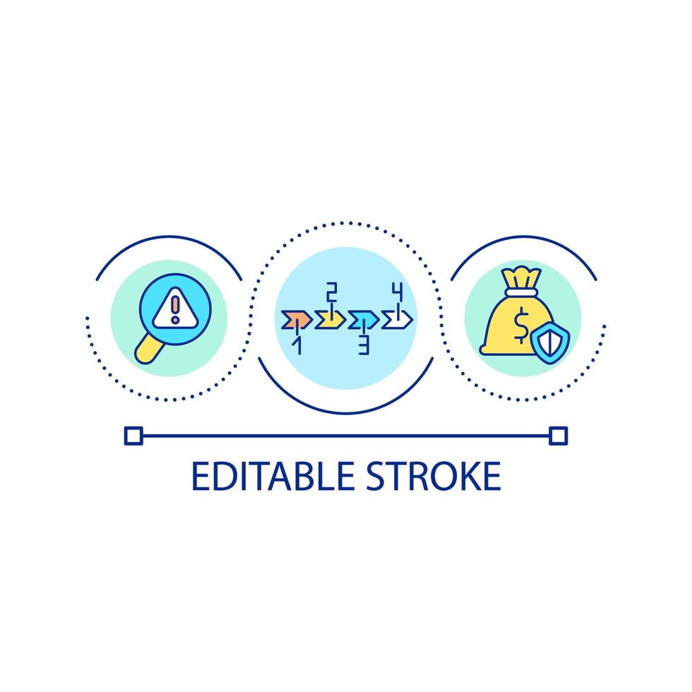 Steps of financial planning process loop concept icon. Emergency fund abstract idea thin line illustration. Managing financial risks. Isolated outline drawing. Editable stroke vector