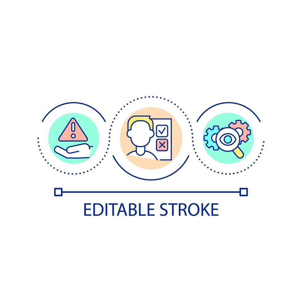 Thoughtful decision making loop concept icon. Problem-solving approach abstract idea thin line illustration. Effective business operations. Isolated outline drawing. Editable stroke vector