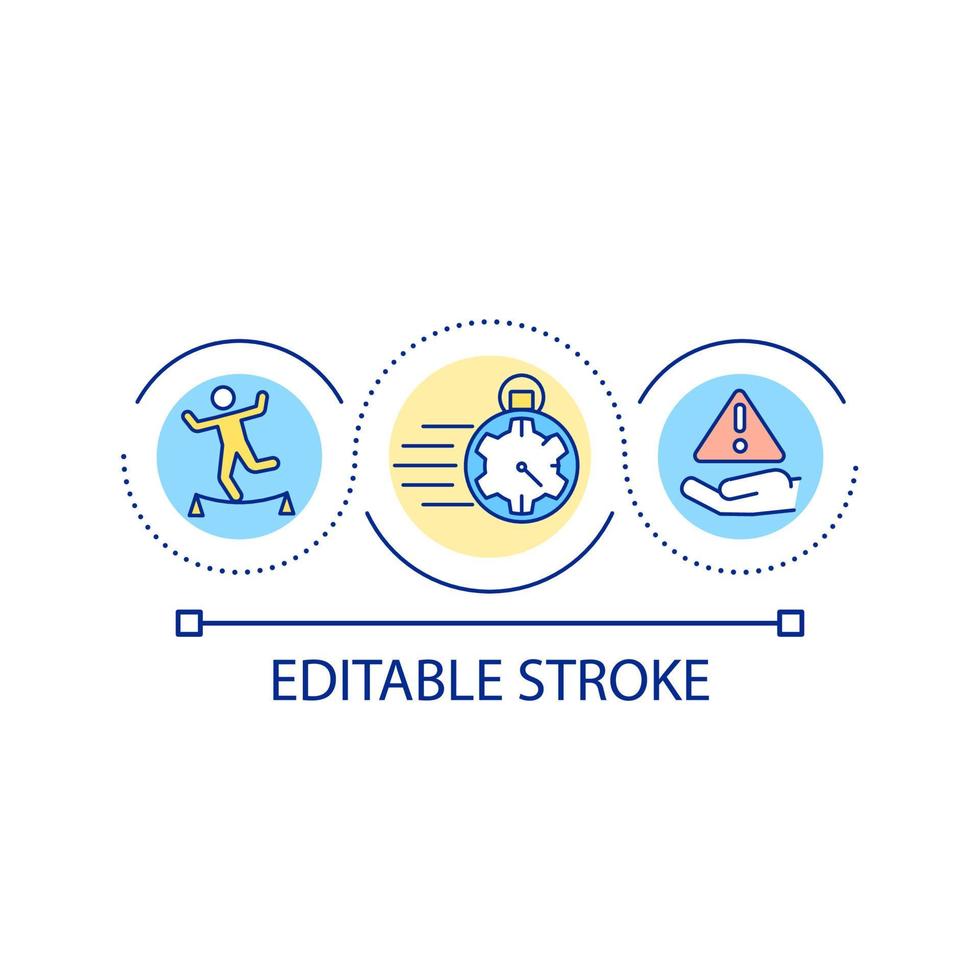 Risk taking in quick decision making loop concept icon. Making impulsive choices abstract idea thin line illustration. Risky outcomes. Isolated outline drawing. Editable stroke vector