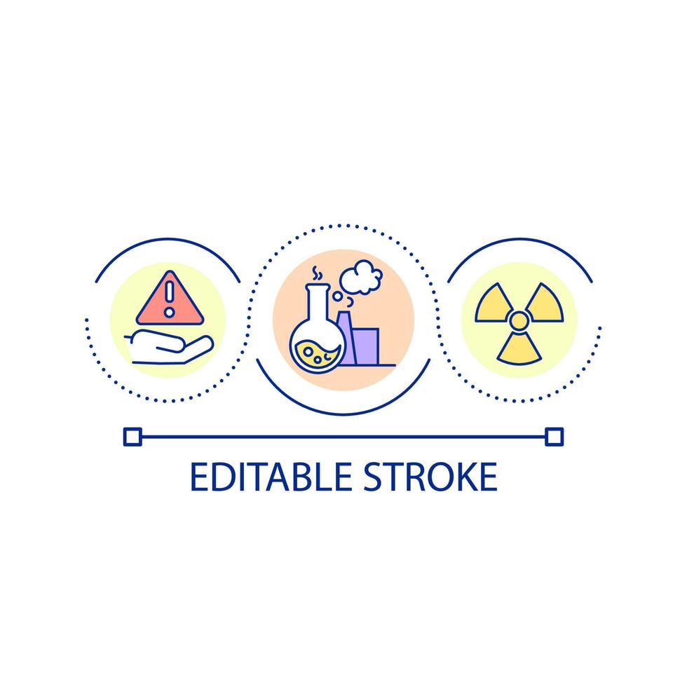 Precautions in using hazardous materials loop concept icon. Toxicity of substances abstract idea thin line illustration. Adverse effects. Isolated outline drawing. Editable stroke vector