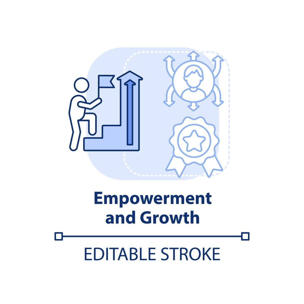 Empowerment and growth light blue concept icon. Inclusive leaders trait abstract idea thin line illustration. Isolated outline drawing. Editable stroke vector