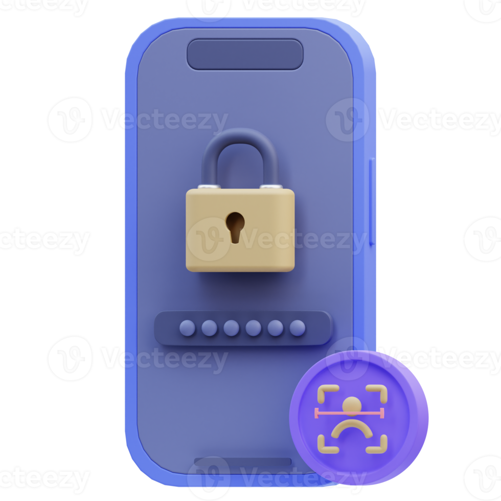 3d Illustration Internet Security face id png