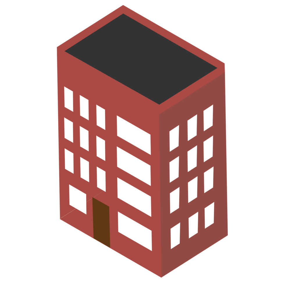 Red Isometric Apartment Building png