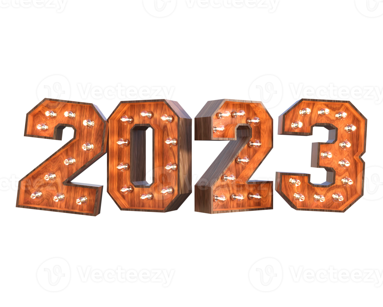 2023 new years number isolated 3d rendering png