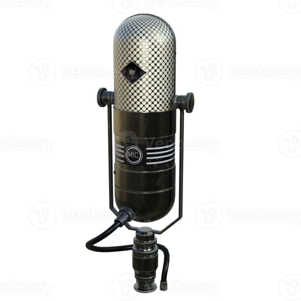 Classic microphone isolated 3d rendering png