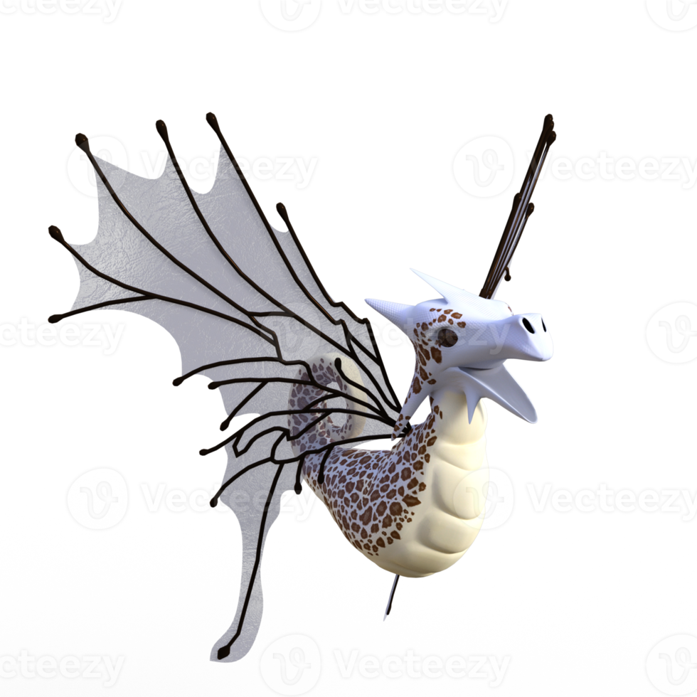 Cute dragon child isolated 3d rendering png