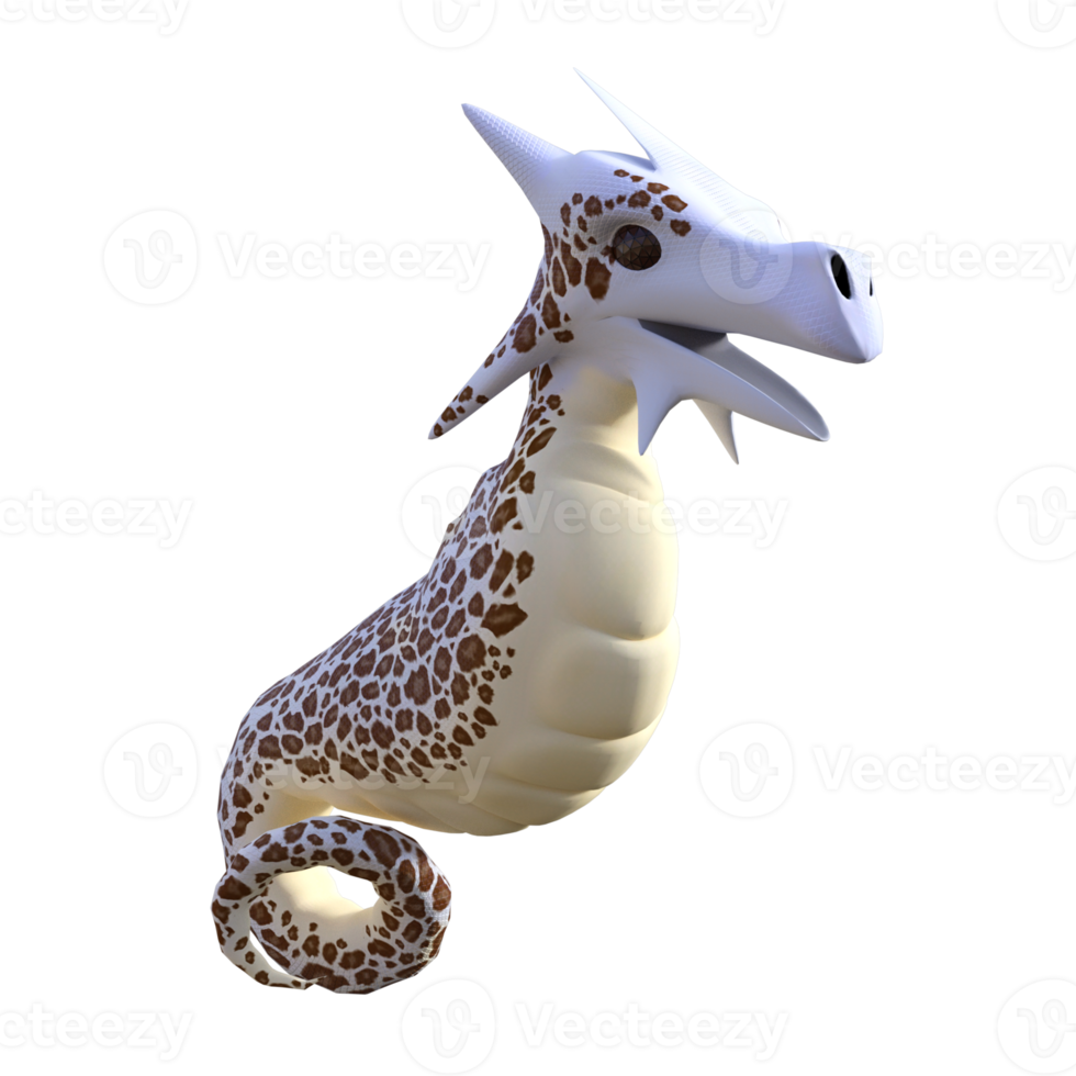 Cute dragon child isolated 3d rendering png