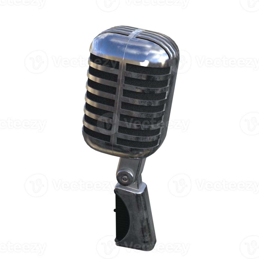 Classic microphone isolated 3d rendering png