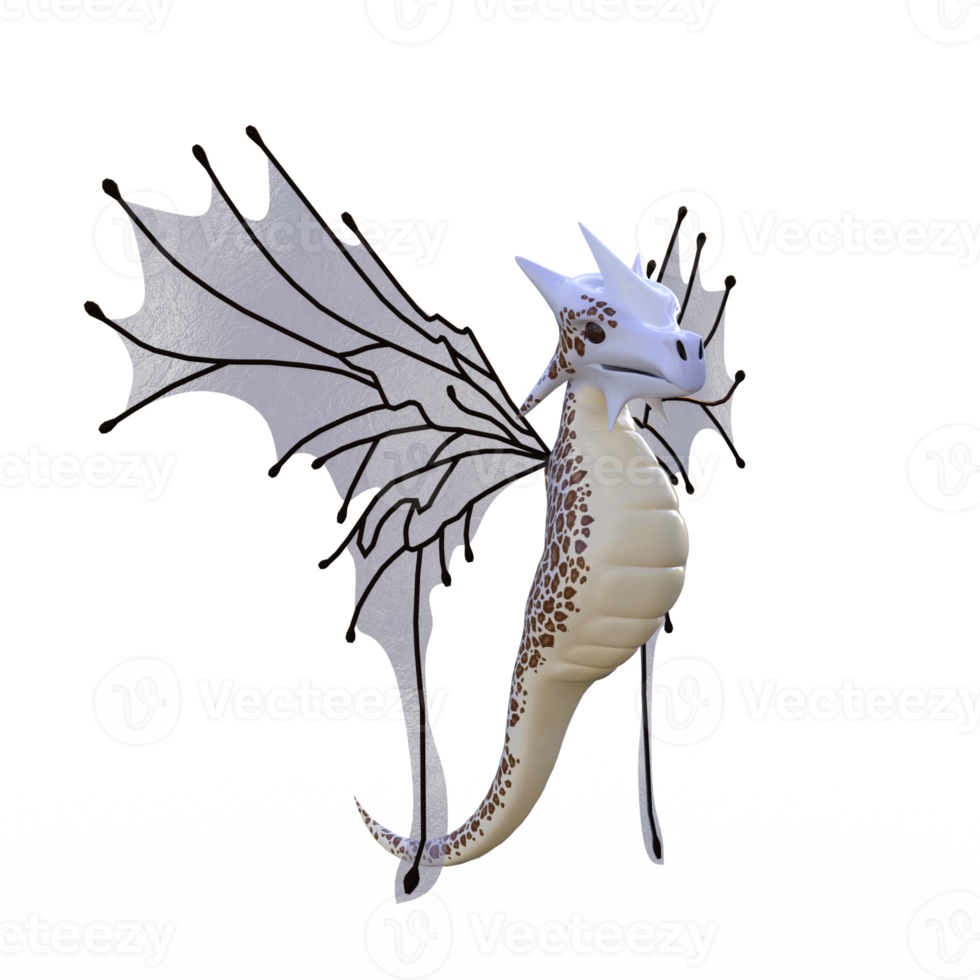 Cute dragon child isolated 3d rendering png