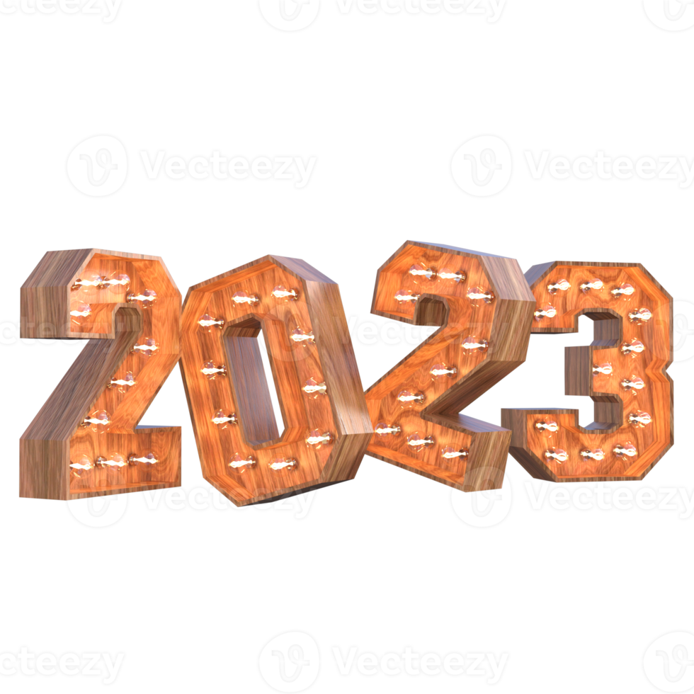 2023 new years number isolated 3d rendering png