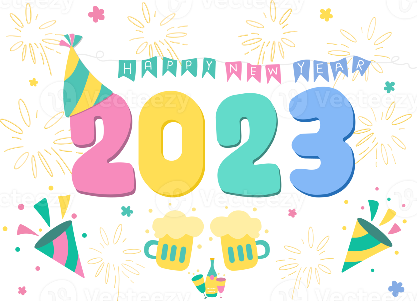 Celebration of Happy New Year 2023. png