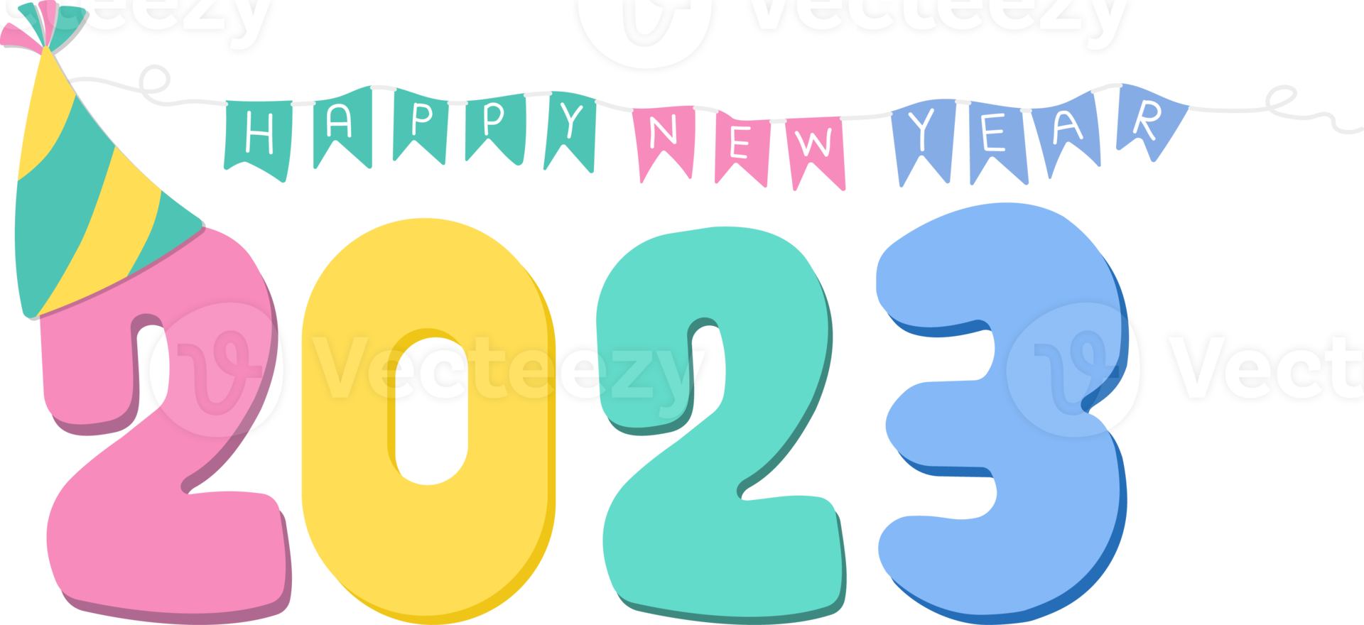 happy new year 2023 label, happy new year 2023 element. png