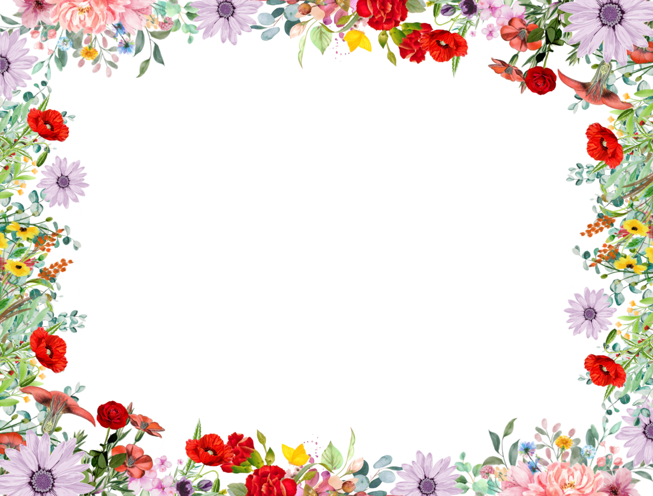 Flower and floral decorative frame png