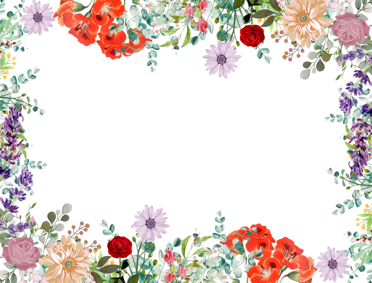 flor y marco decorativo floral png