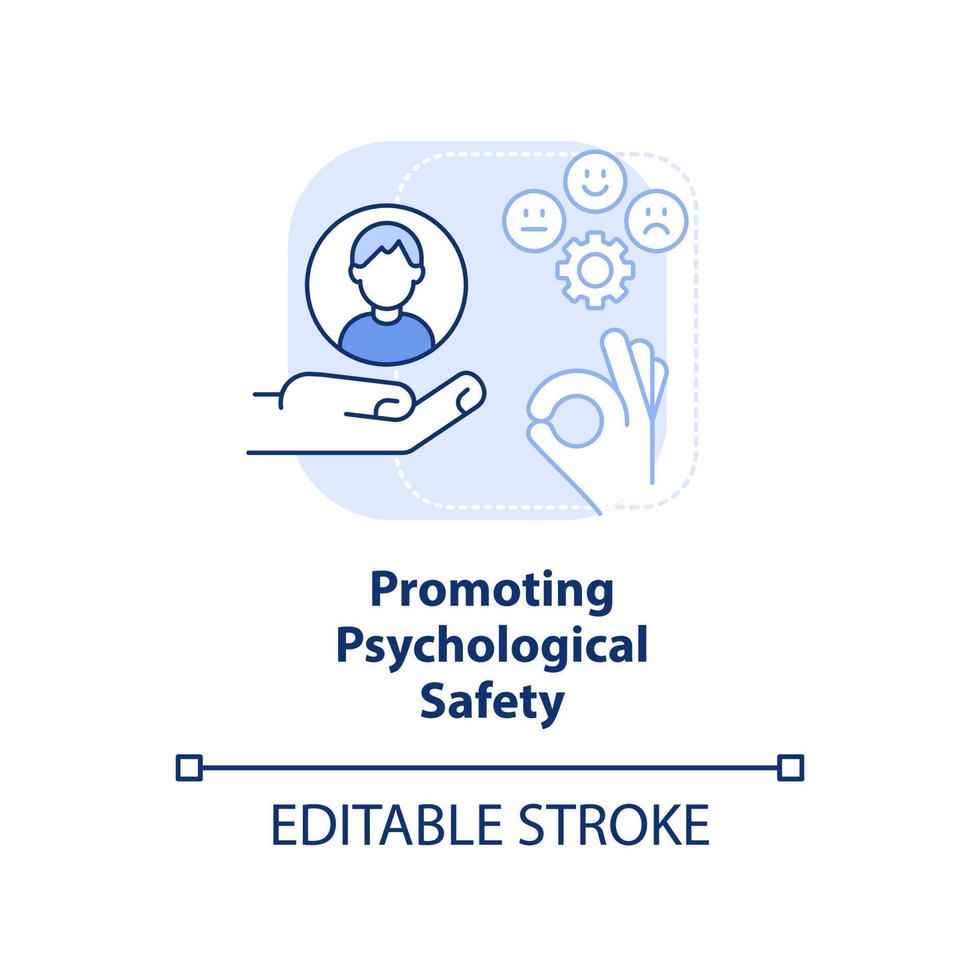 Promoting psychological safety light blue concept icon. Inclusive leadership trait abstract idea thin line illustration. Isolated outline drawing. Editable stroke vector