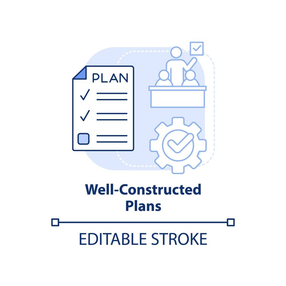 Well-constructed plans light blue concept icon. Value of inclusive classrooms abstract idea thin line illustration. Isolated outline drawing. Editable stroke vector