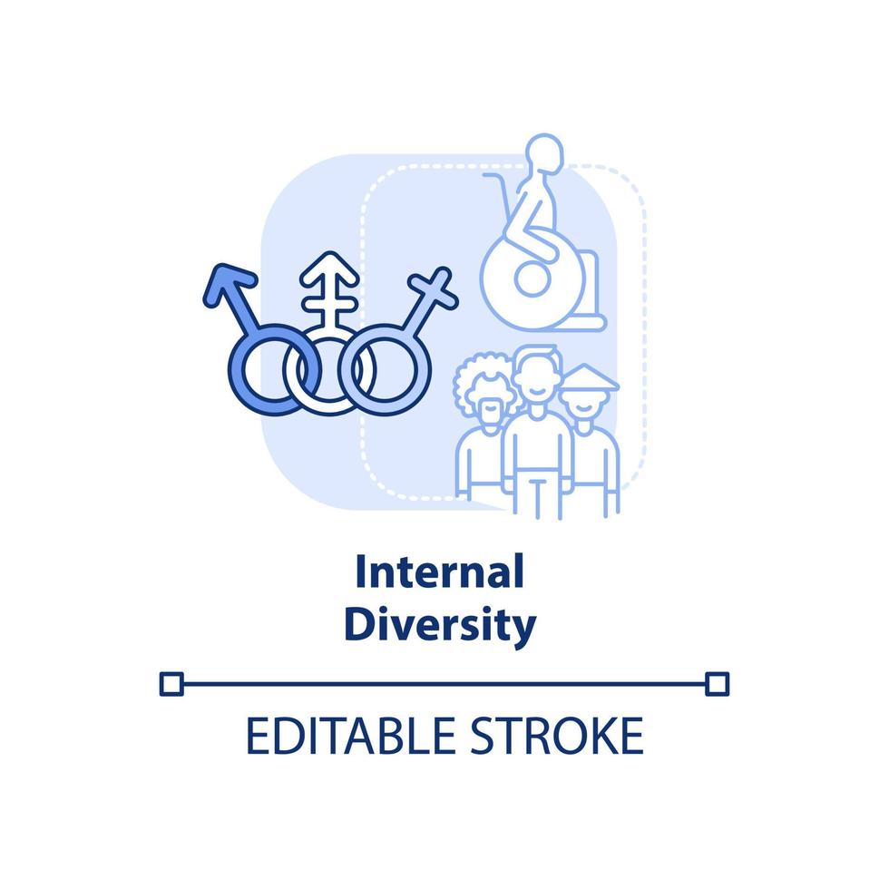 Internal diversity light blue concept icon. Workplace diversity category abstract idea thin line illustration. Isolated outline drawing. Editable stroke vector